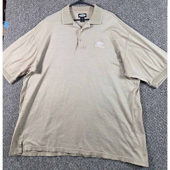 Haley Reserve Other - Haley Reserve Golf Shirt Mens XXL Tan Striped 100% Cotton Athletic Oak Hills